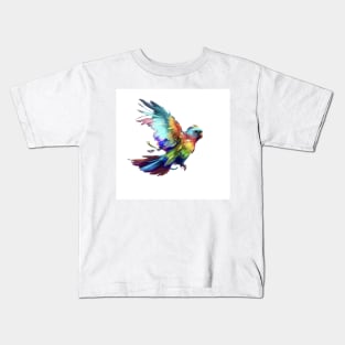 Colorful parrot flapping wings Kids T-Shirt